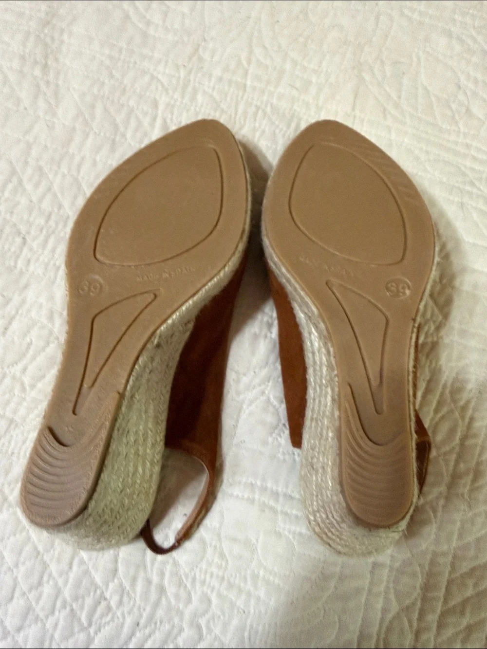 Andre Assous Brown Suede Pointed Slingback Wedge Espadrilles. SZ 39 (9)